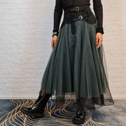 Casual Minimal Goth Rukas Layered Tulle Skirt-SimpleModerne