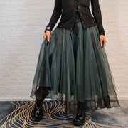 Casual Minimal Goth Rukas Layered Tulle Skirt-SimpleModerne