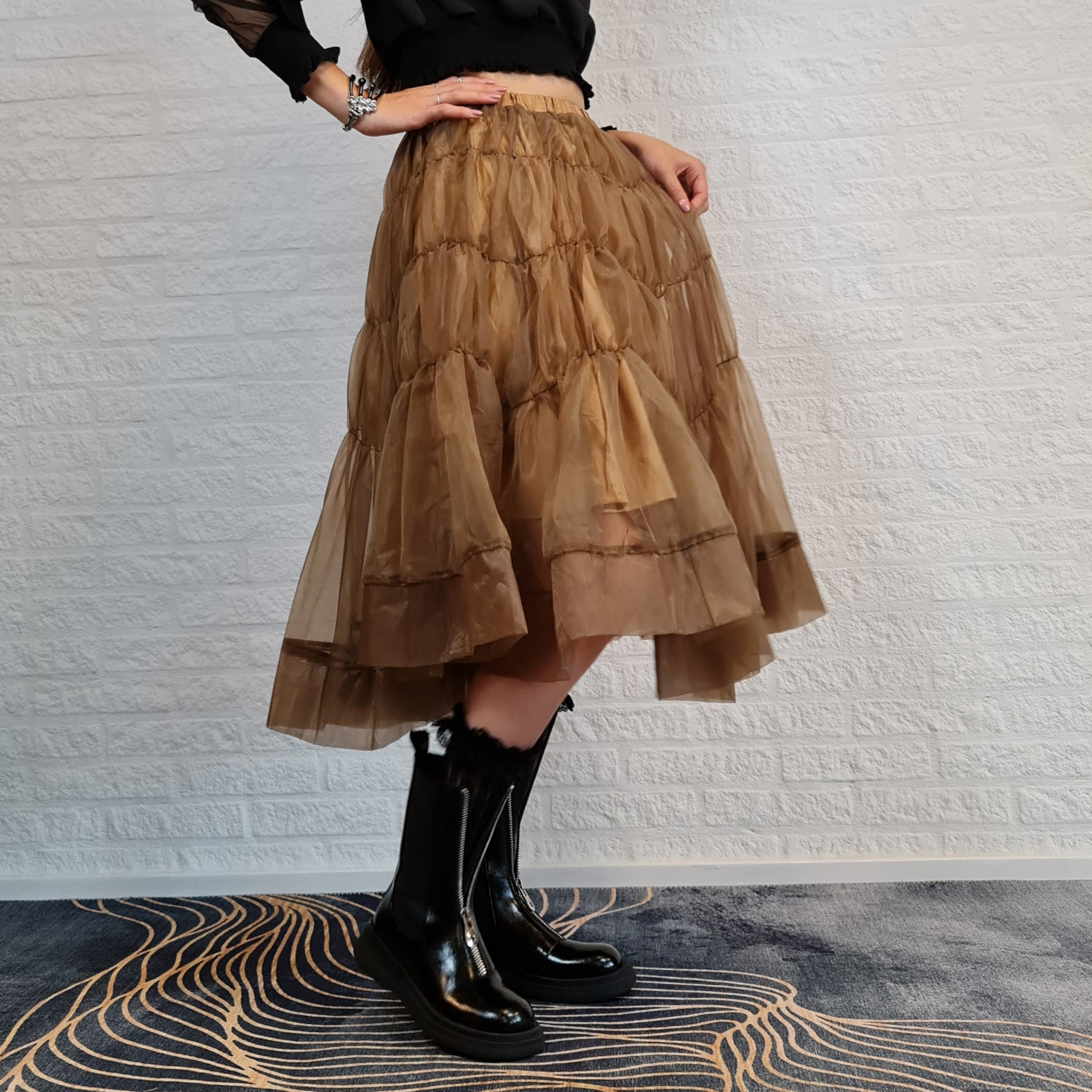 Casual Minimal Goth Chocolate Doll Puffed Skirt-SimpleModerne