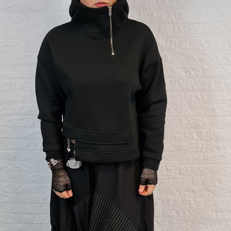 Nerijume Irregular Design Hooded Pullover-SimpleModerne