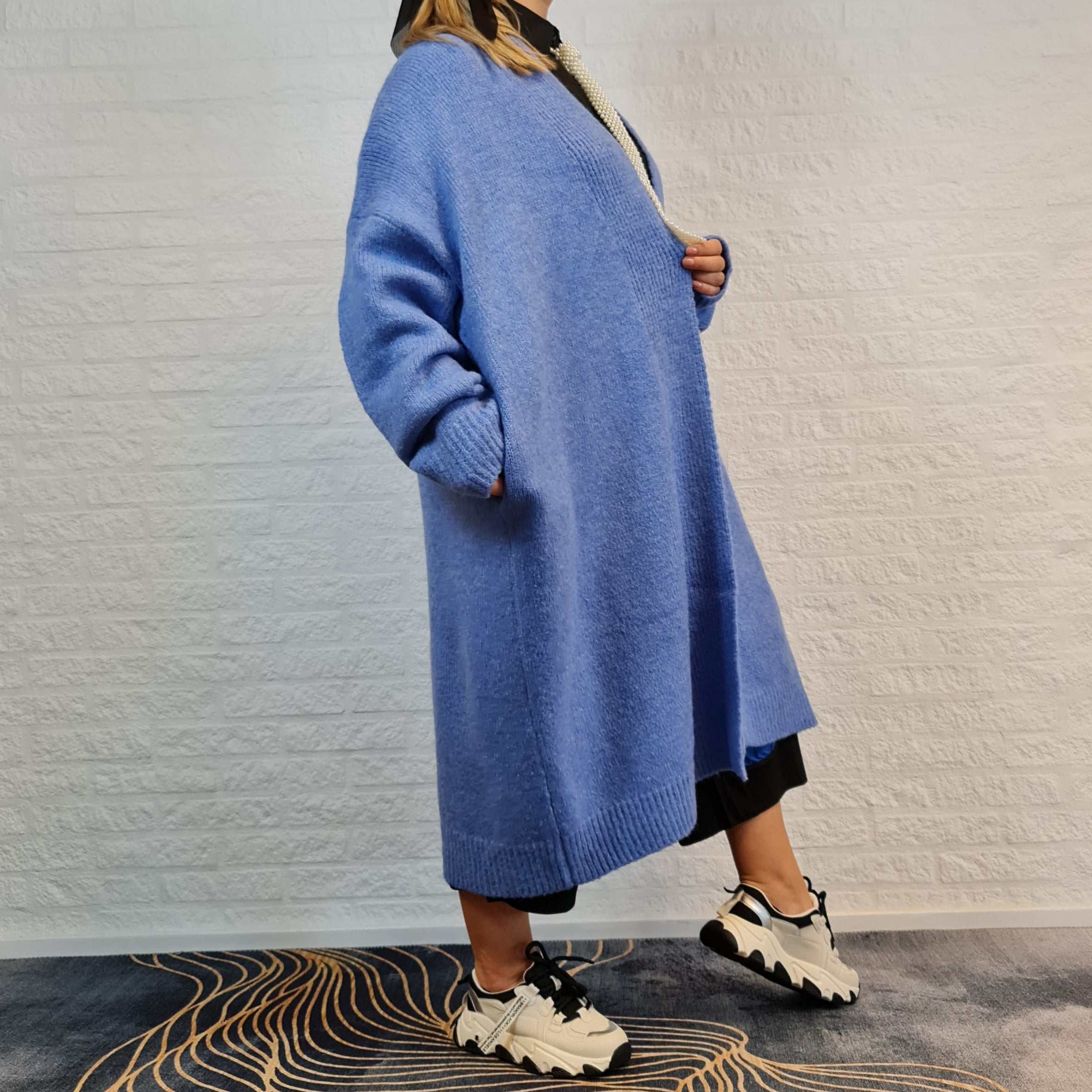 Lazy Keep Warm Chunky Blue Cardigan-SimpleModerne