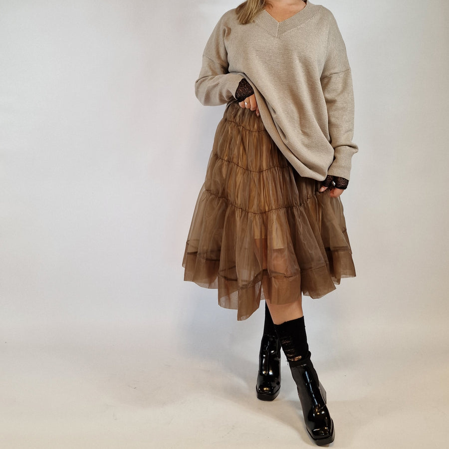 Casual Minimal Goth Chocolate Doll Puffed Skirt-SimpleModerne