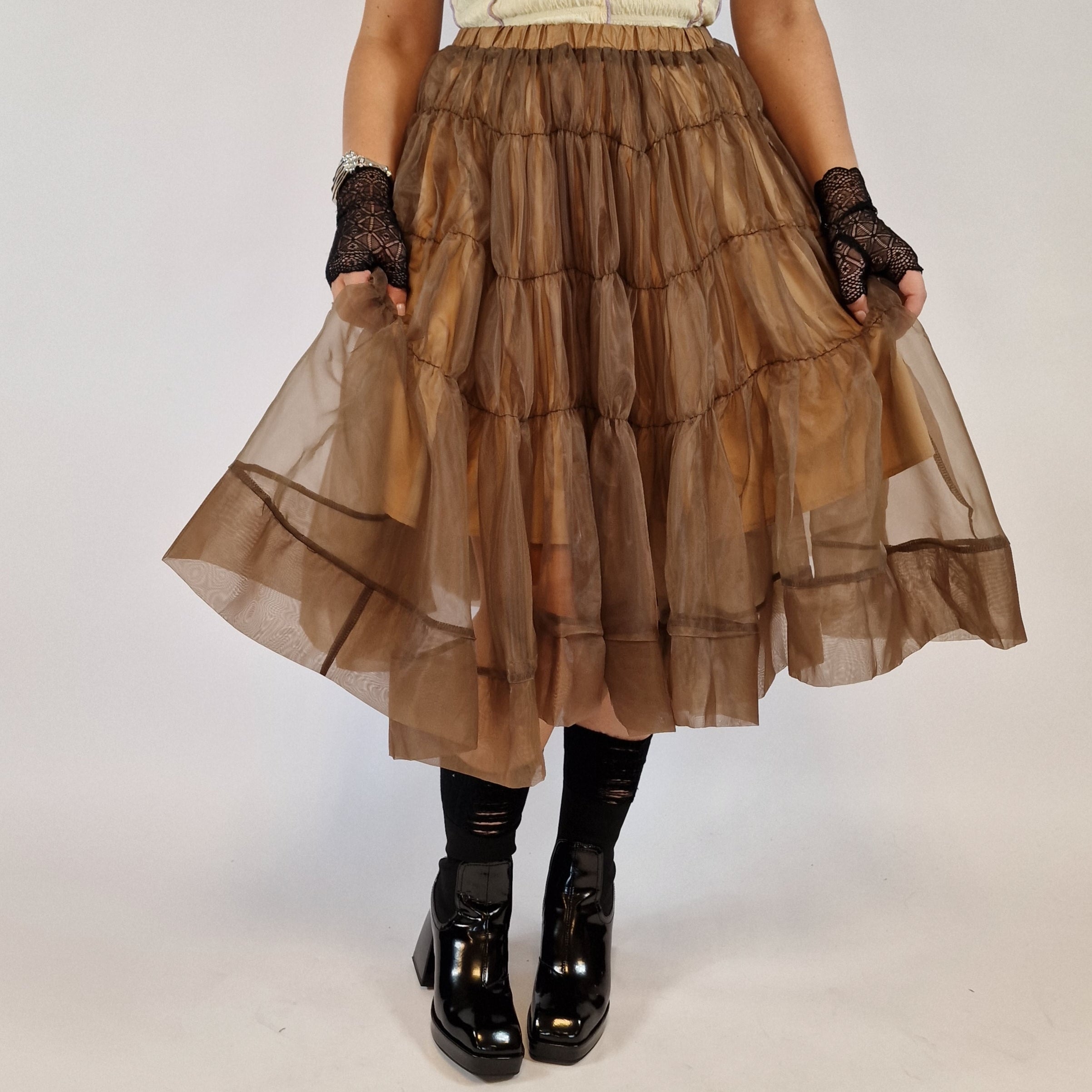 Casual Minimal Goth Chocolate Doll Puffed Skirt-SimpleModerne