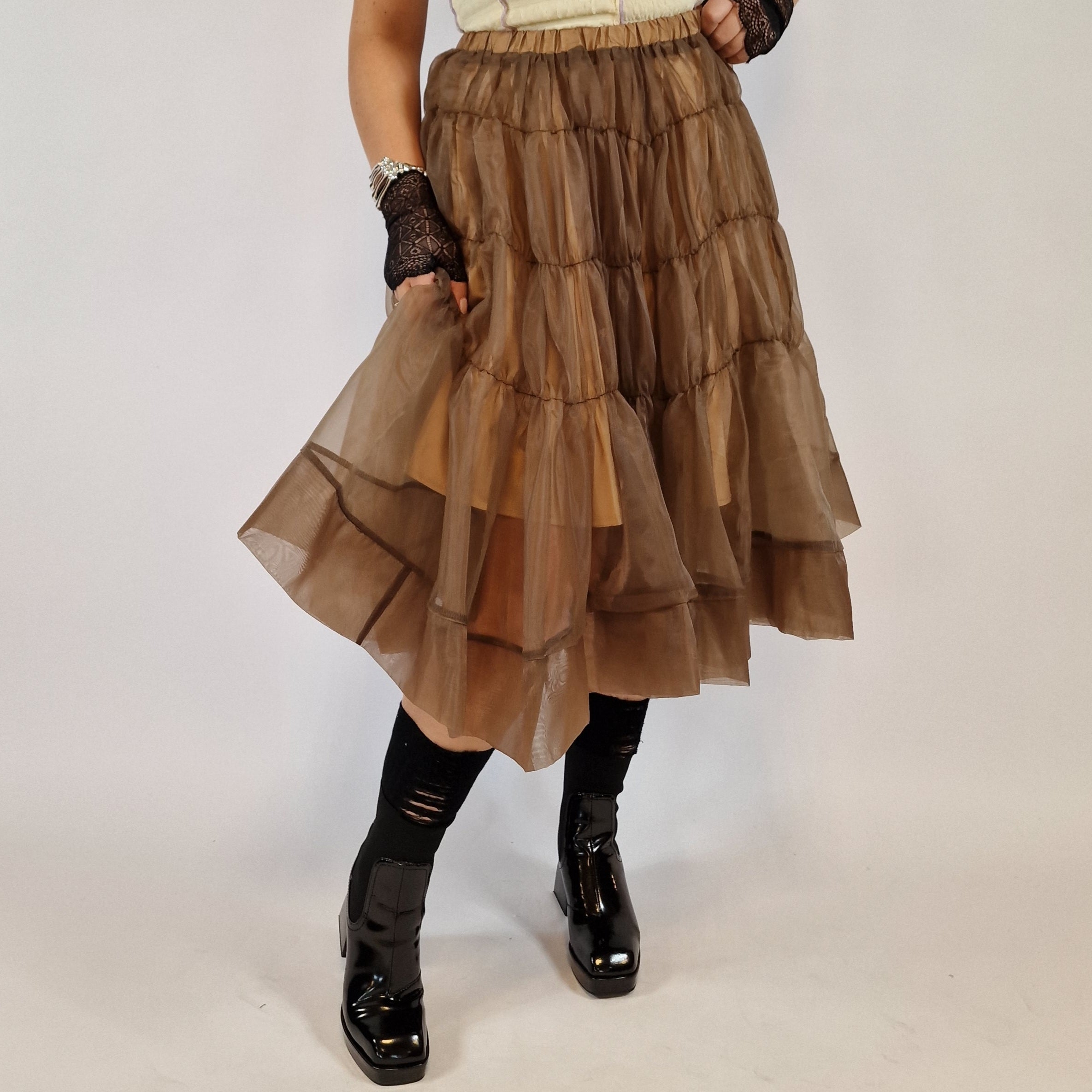 Casual Minimal Goth Chocolate Doll Puffed Skirt-SimpleModerne