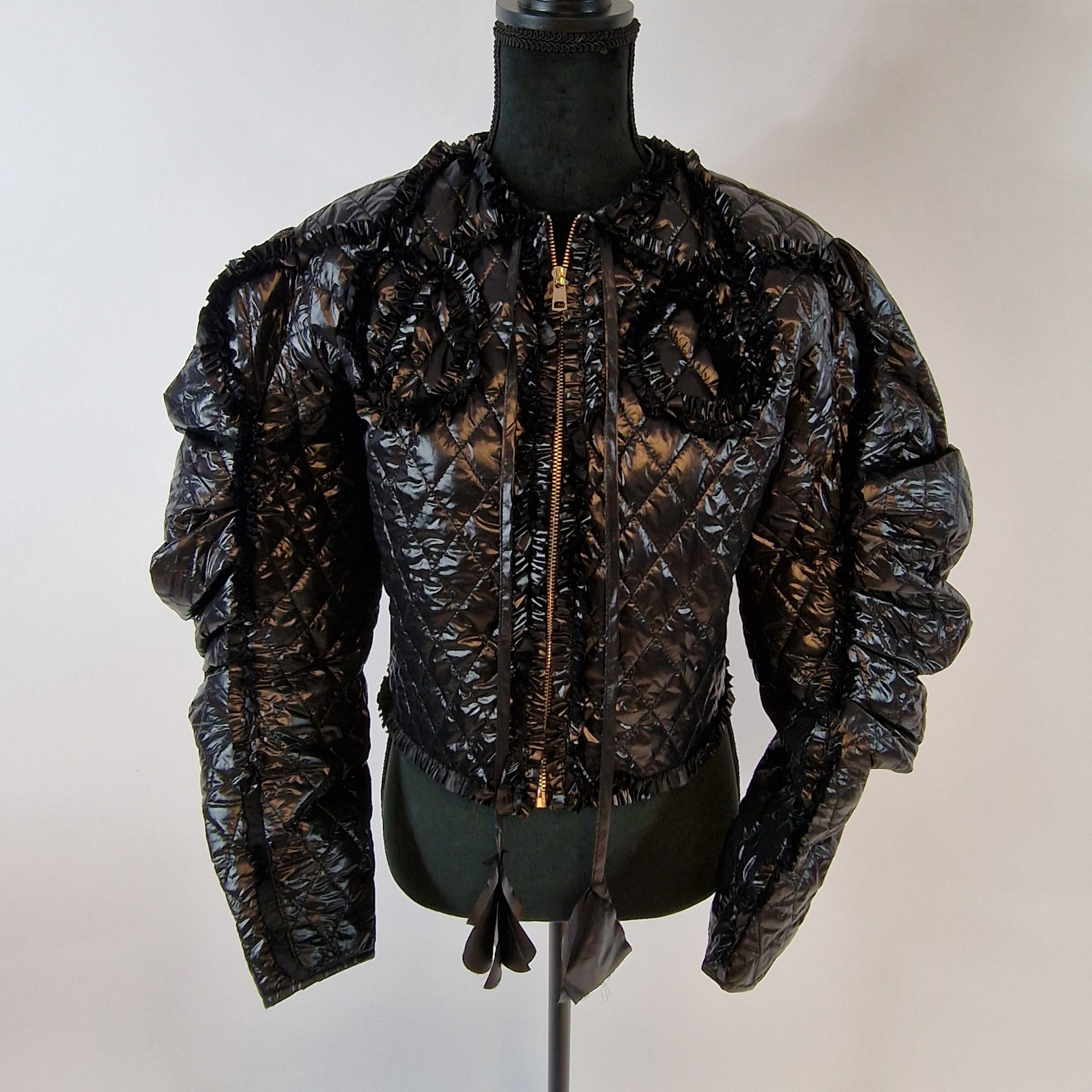Casual Minimal Goth Puffed Sleeve Lite Jacket-SimpleModerne