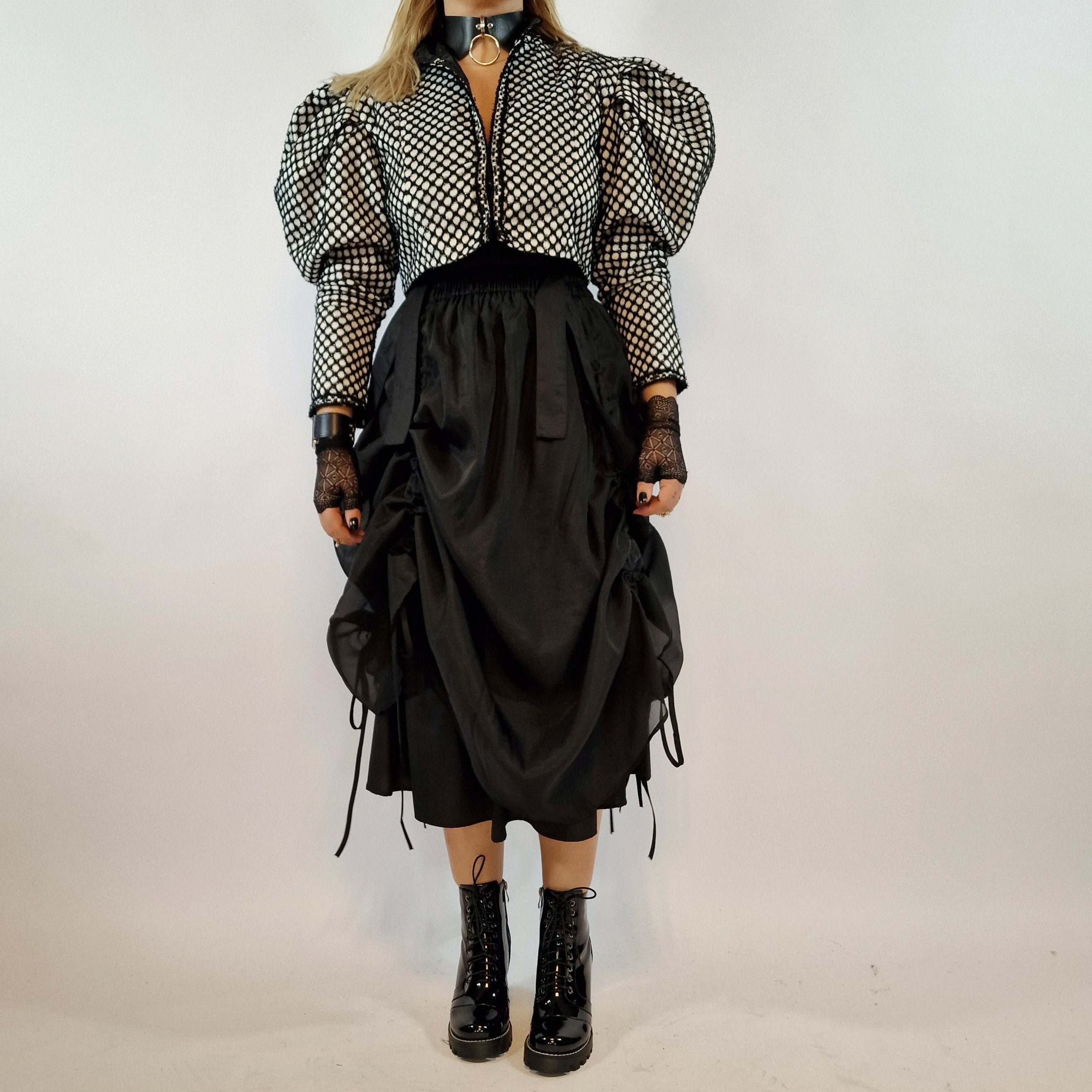 Casual Minimal Goth Chic Puffed Sleeve Blazer-SimpleModerne