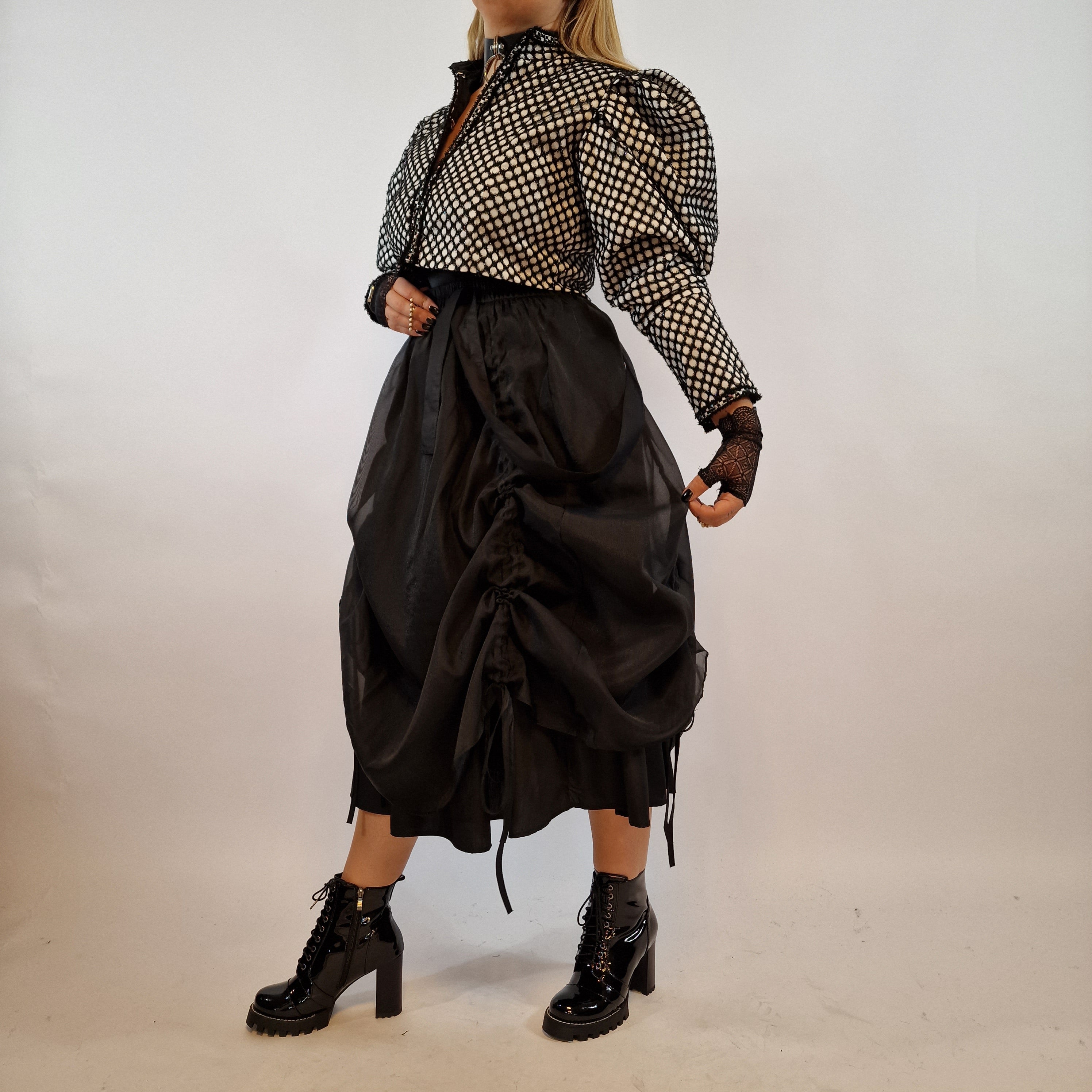 Casual Minimal Goth Chic Puffed Sleeve Blazer-SimpleModerne