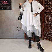 Mano Gote Irregular Design White Shirt-SimpleModerne
