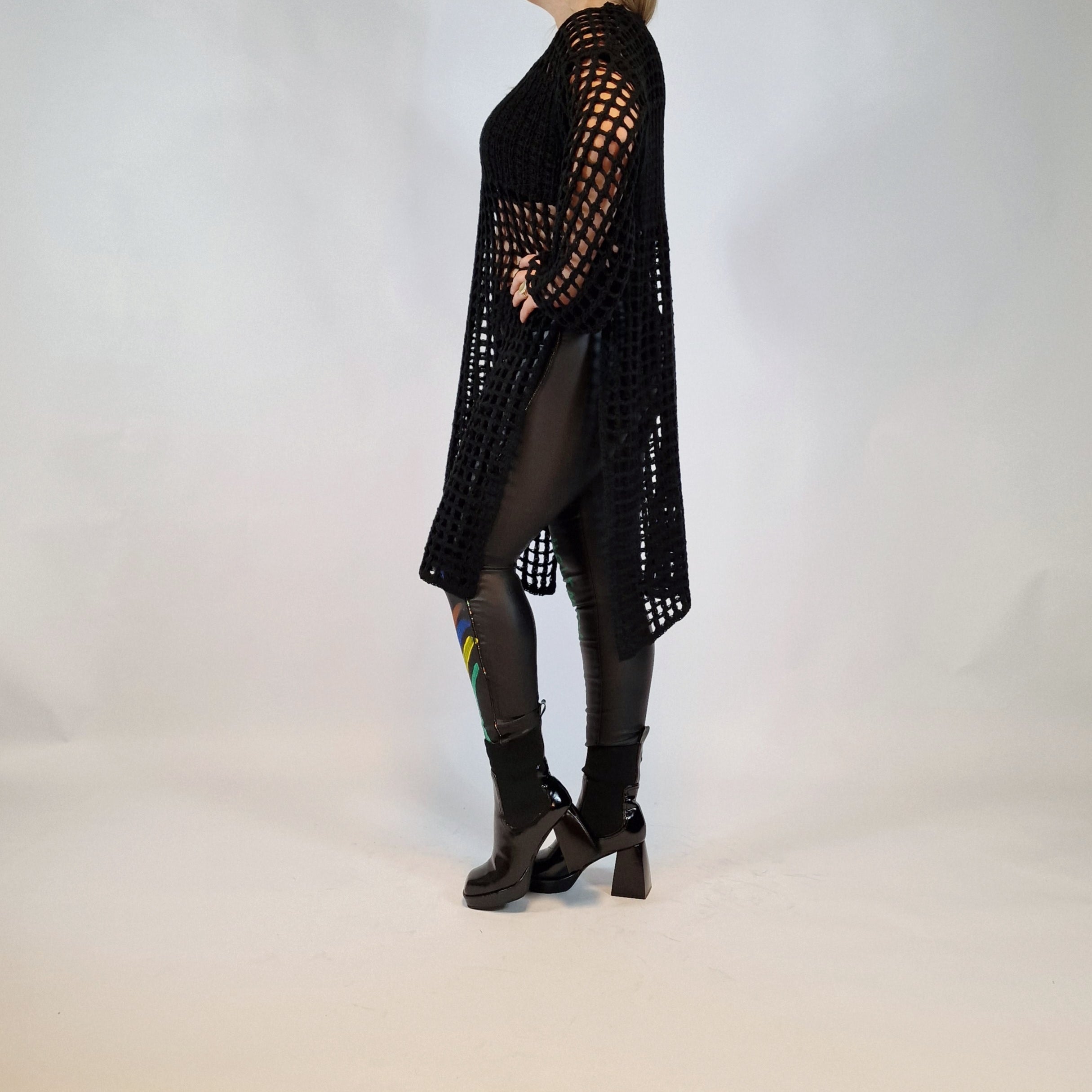 Zuvele Black Net Style Knitted Pullover-SimpleModerne