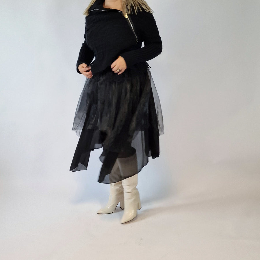 Casual Minimal Goth Zip It Knitted Pullover-SimpleModerne