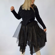 Casual Minimal Goth Zip It Knitted Pullover-SimpleModerne
