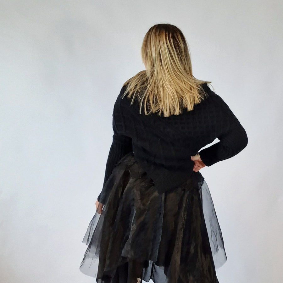 Casual Minimal Goth Zip It Knitted Pullover-SimpleModerne