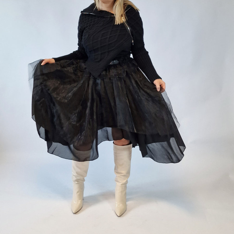 Casual Minimal Goth Zip It Knitted Pullover-SimpleModerne