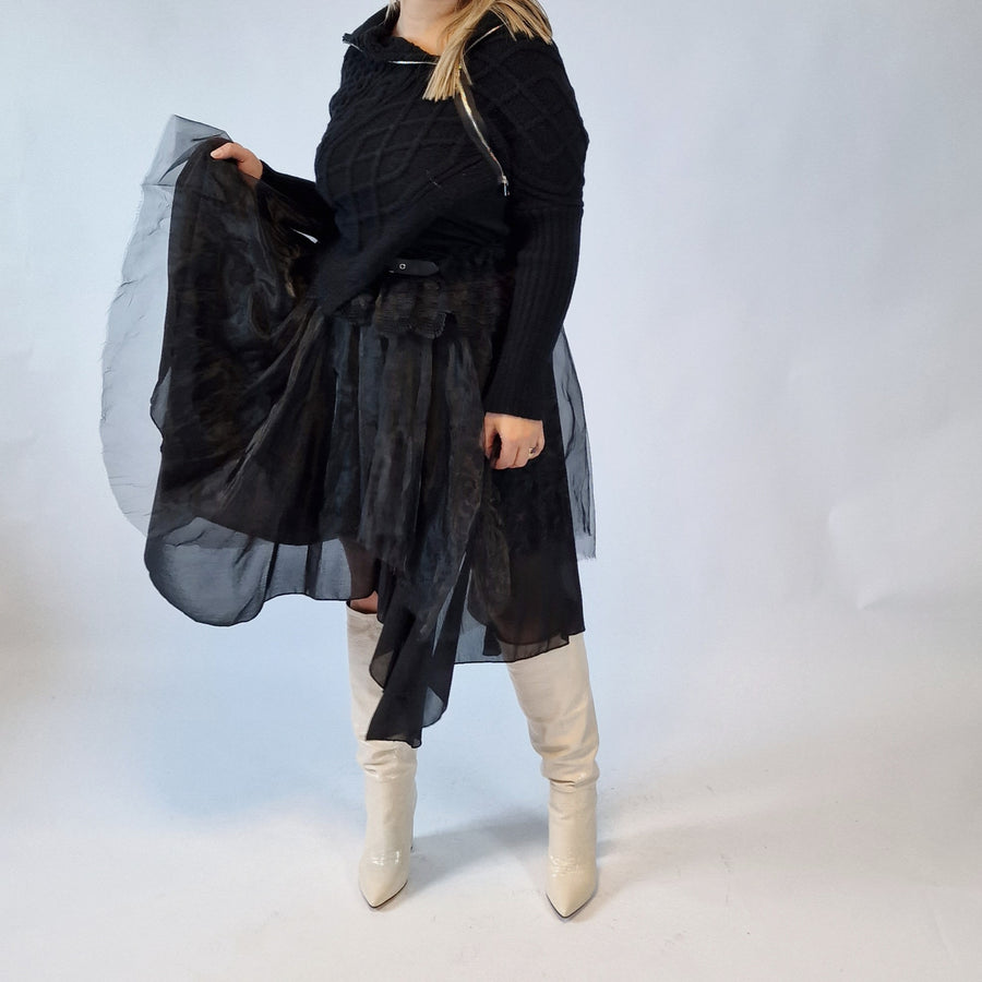 Casual Minimal Goth Zip It Knitted Pullover-SimpleModerne