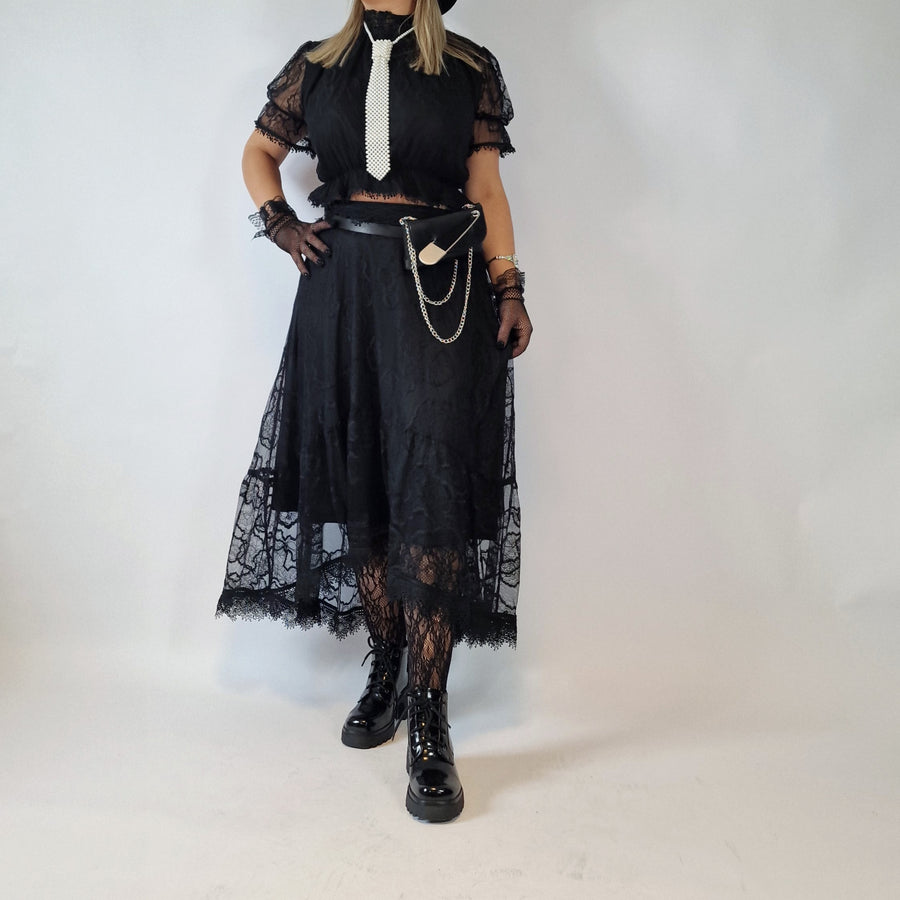 Romantic Goth Style Maxi Skirt-SimpleModerne