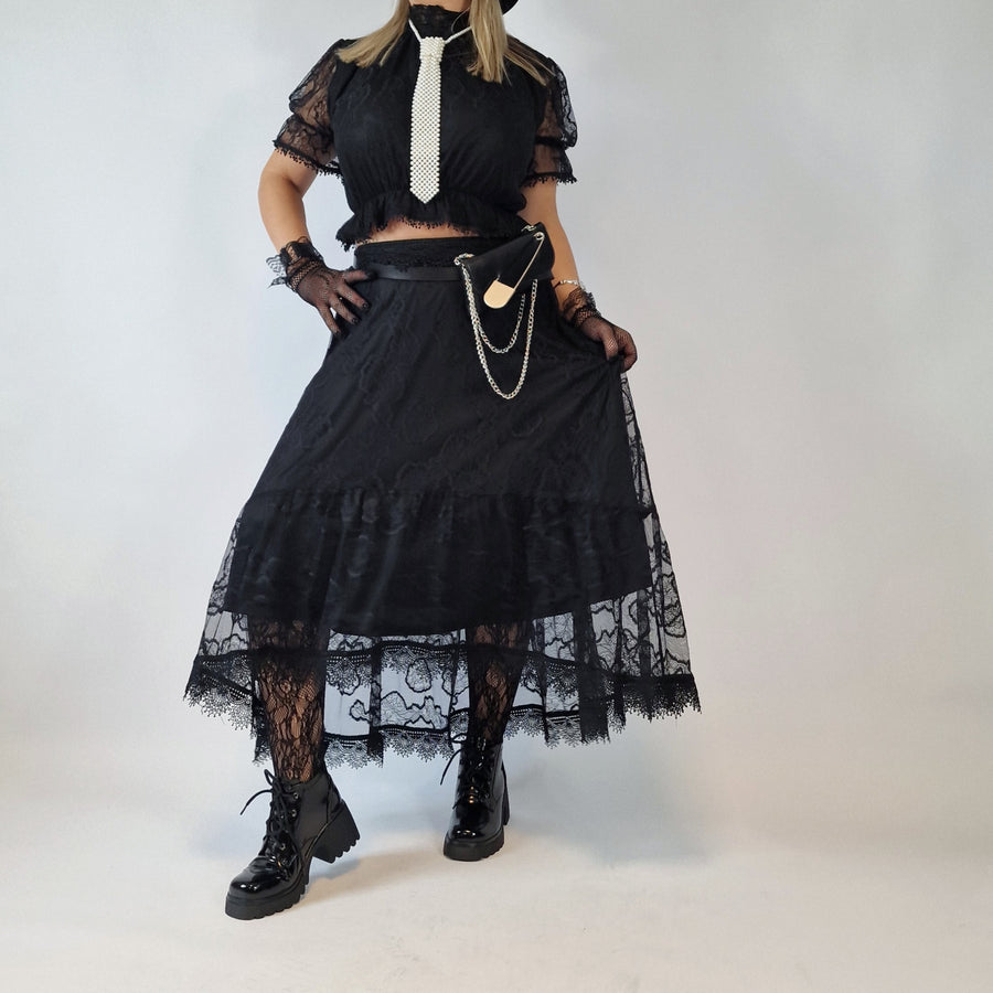 Romantic Goth Style Maxi Skirt-SimpleModerne