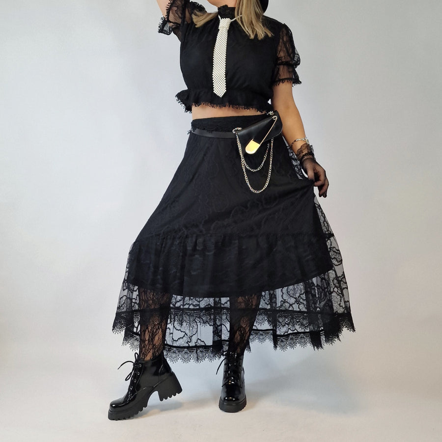 Romantic Goth Style Maxi Skirt-SimpleModerne