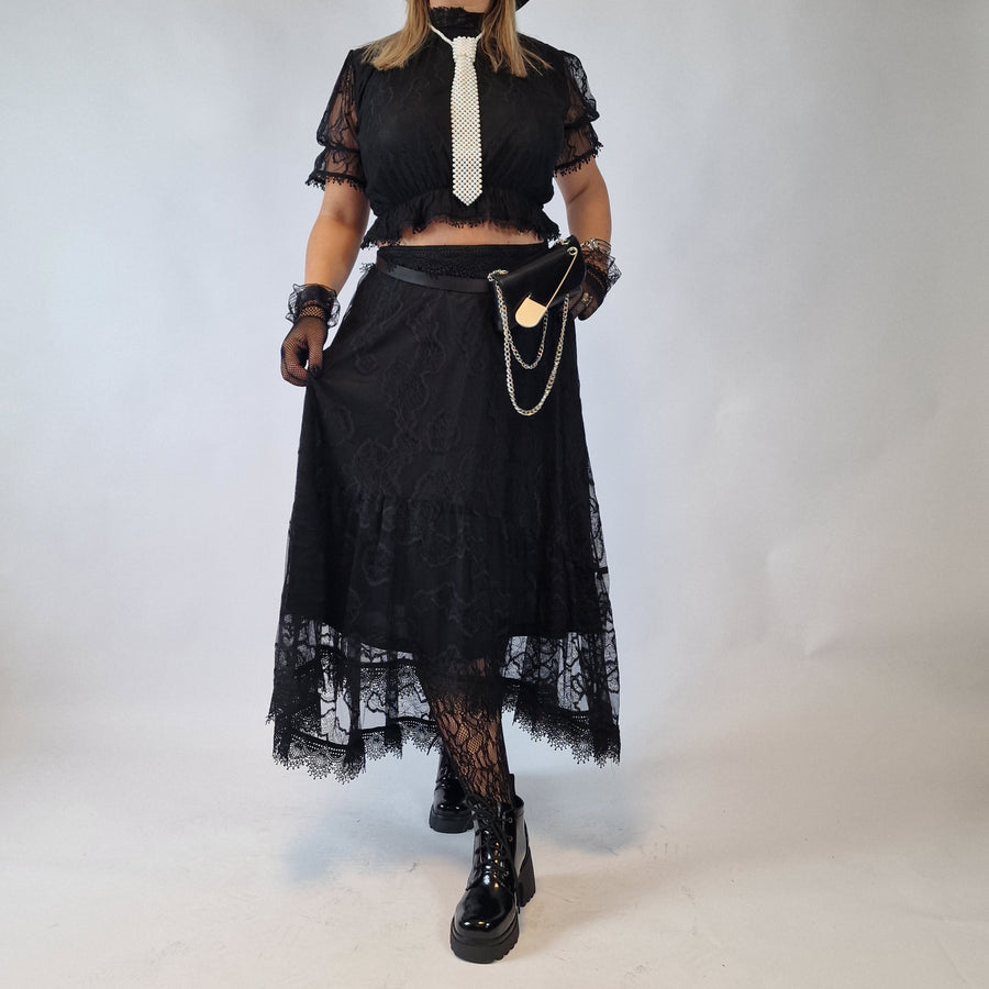 Romantic Goth Style Maxi Skirt-SimpleModerne