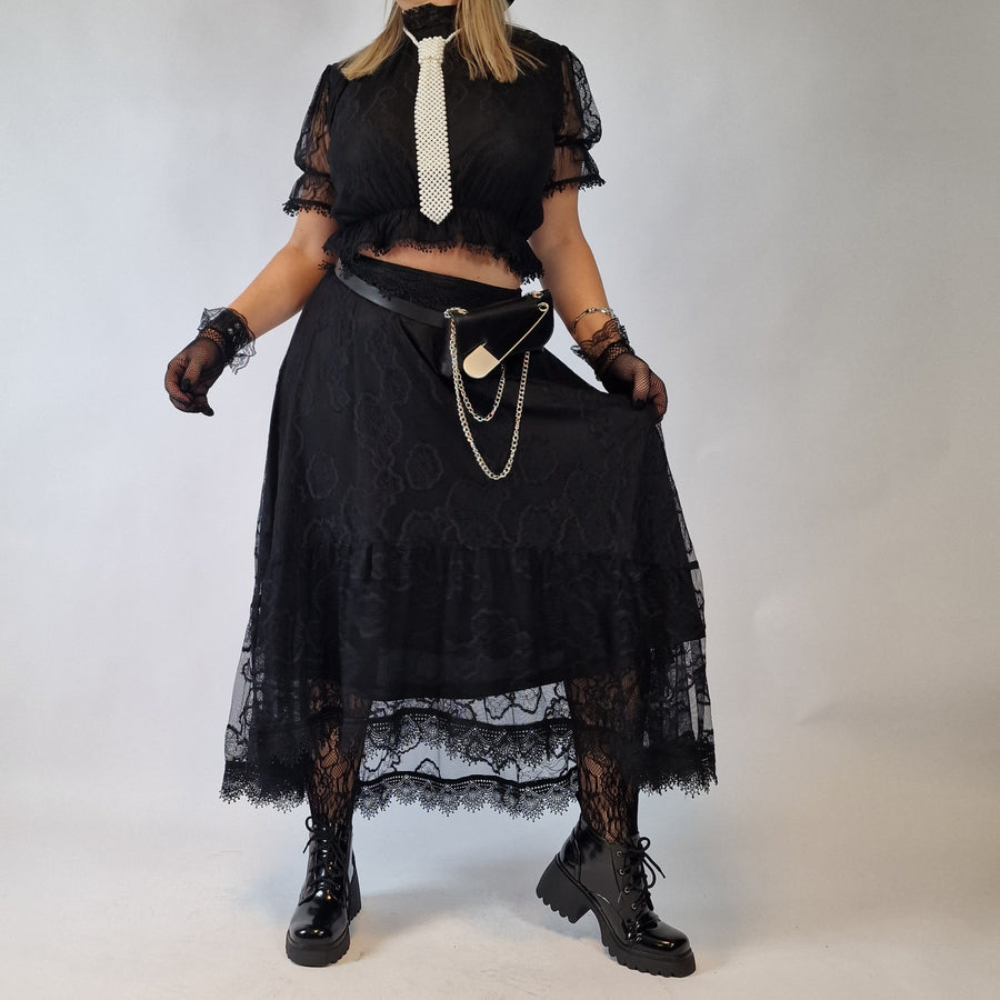 Romantic Goth Style Maxi Skirt-SimpleModerne