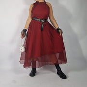 Casual Minimal Goth Agyliums Red Dress-SimpleModerne