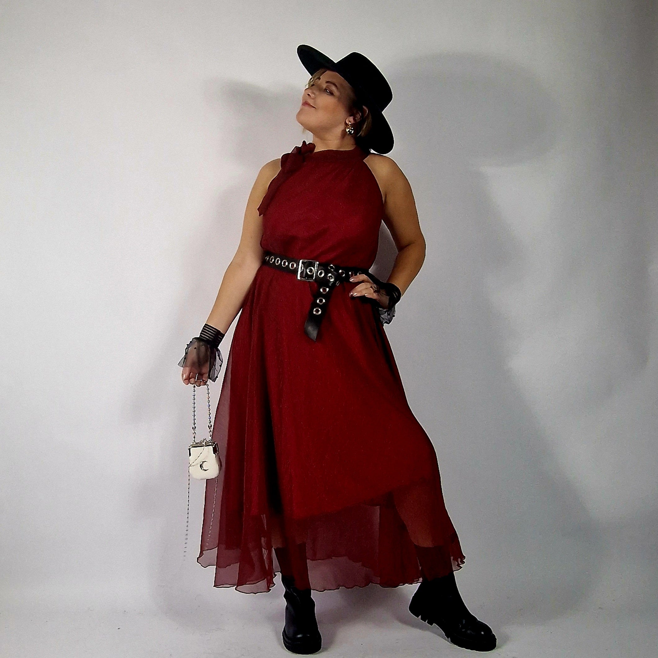 Casual Minimal Goth Agyliums Red Dress-SimpleModerne