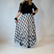 Casual Minimal Goth Maxi Gray Tartan Skirt-SimpleModerne