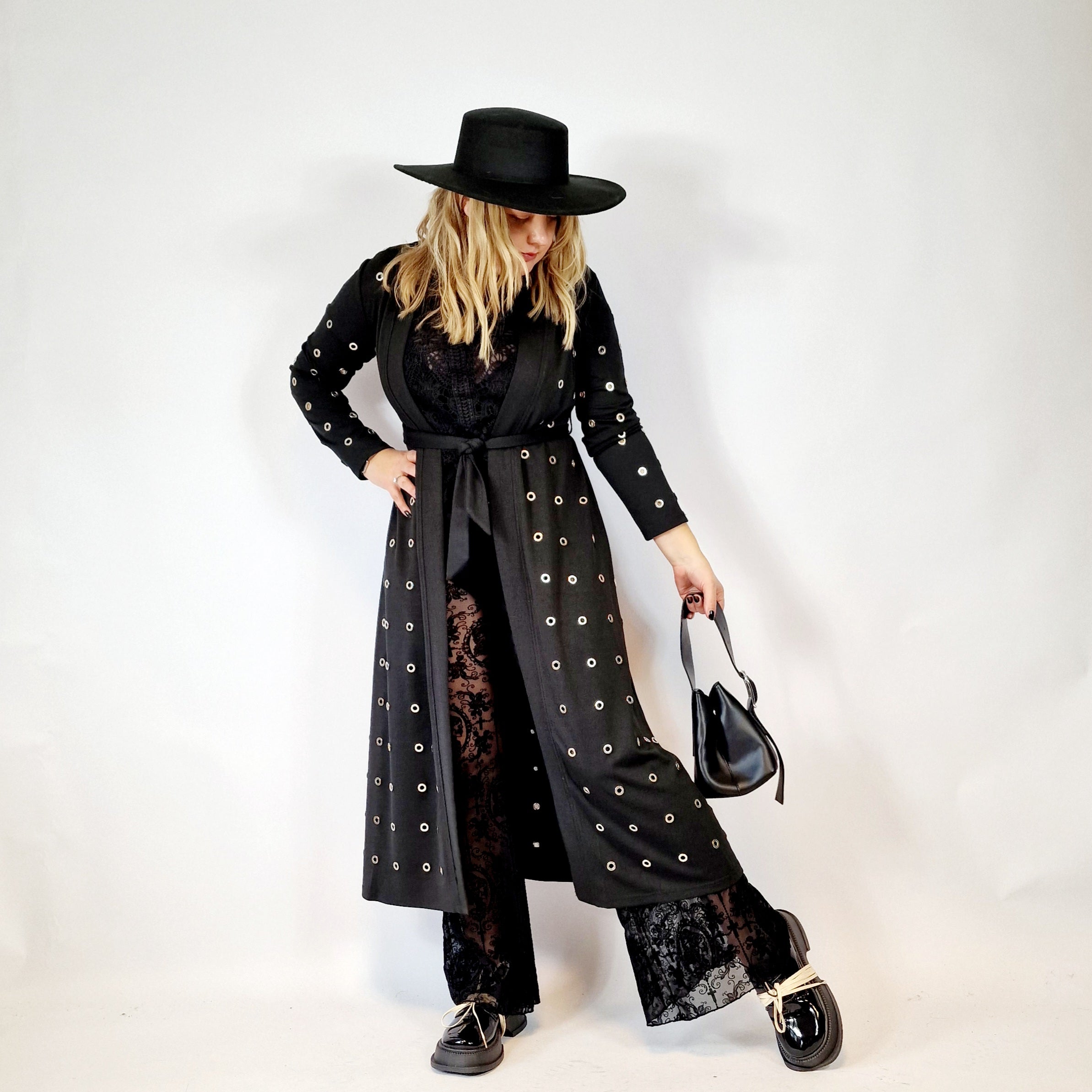 Casual Minimal Goth River Girl Maxi Cardigan-SimpleModerne