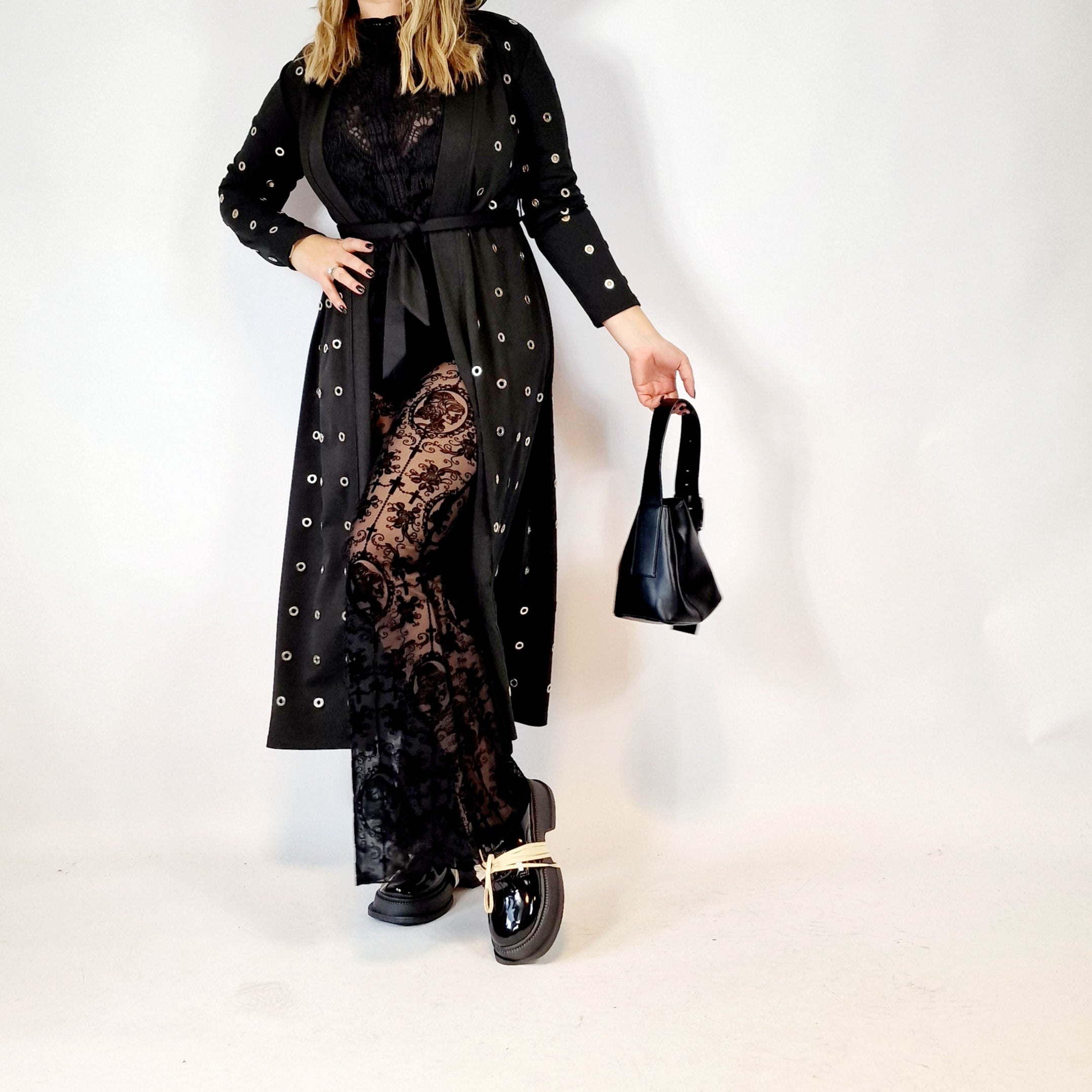 Casual Minimal Goth River Girl Maxi Cardigan-SimpleModerne