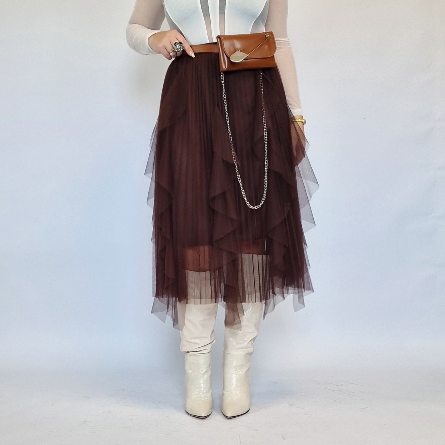 Asimje Chic Layered Tulle Skirt-SimpleModerne