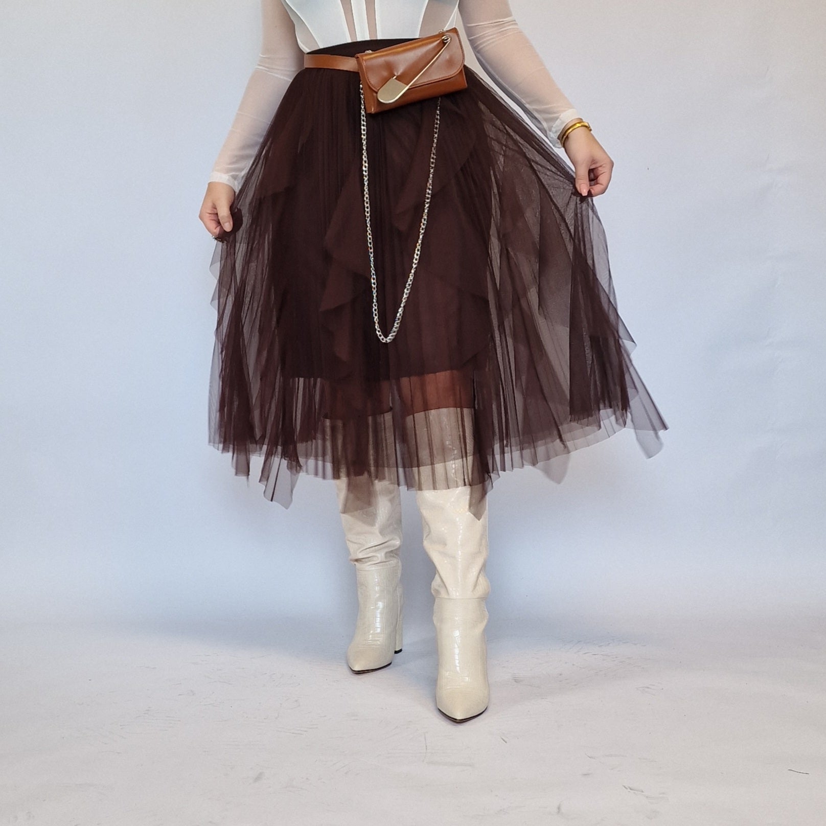 Asimje Chic Layered Tulle Skirt-SimpleModerne