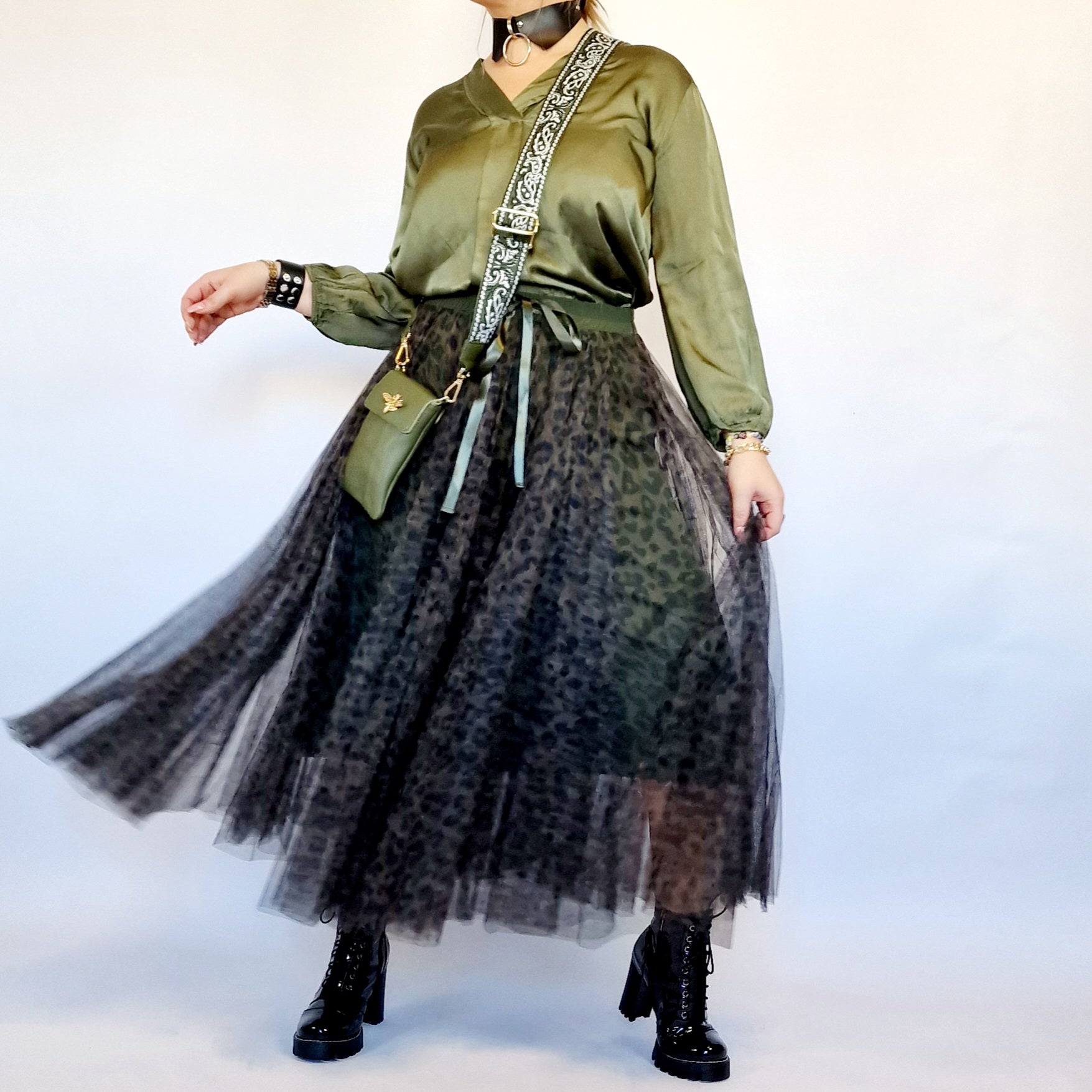 Chic Leopard Print Tulle Skirt