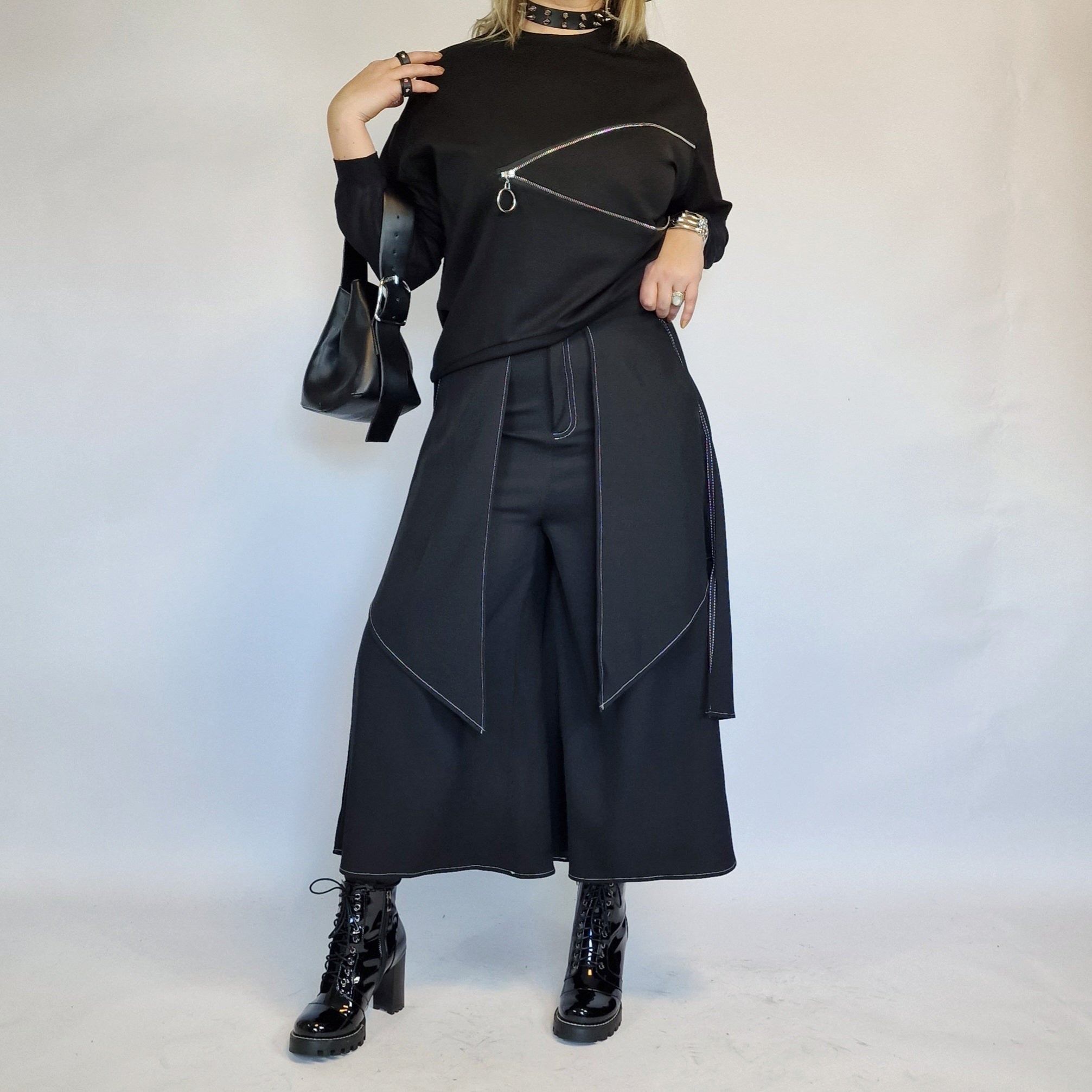 Jazz Up Esmeei Irregular Design Wide-Legged Pants-SimpleModerne