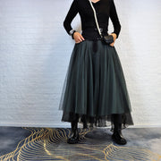 Casual Minimal Goth Rukas Layered Tulle Skirt-SimpleModerne