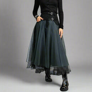 Casual Minimal Goth Rukas Layered Tulle Skirt-SimpleModerne