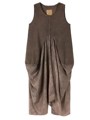 Casual Minimal Goth Maxi Irregular Design Gray Dress-SimpleModerne