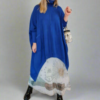 Urban Meets Urban Laisvalaikio Nuotaka Oversize Fit Blue Sweater-SimpleModerne