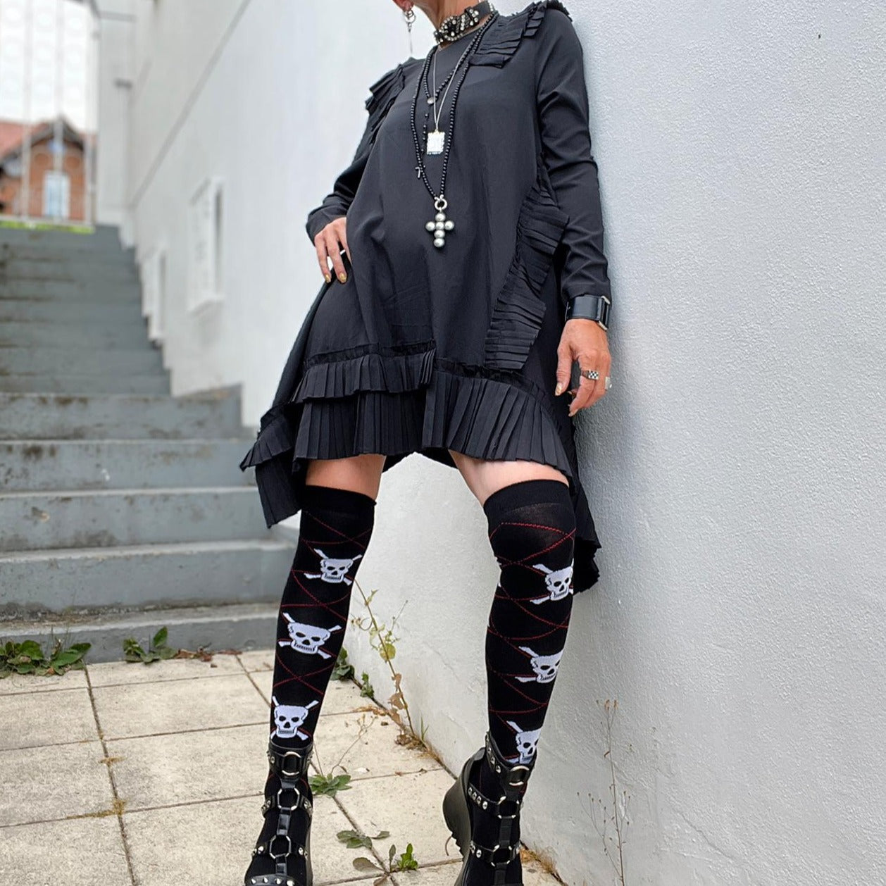 Barboryte Asymmetrical Cut Shirt Dress-SimpleModerne