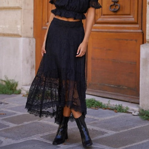 Romantic Goth Style Maxi Skirt-SimpleModerne